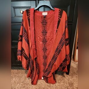 Rust Orange Cardigan With Pattern